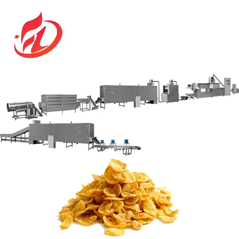 Hot Sale 100-150kg/h Fully Automatic Industrial Breakfast Cereal Corn Flakes Making Extruder New Condition Snack Application