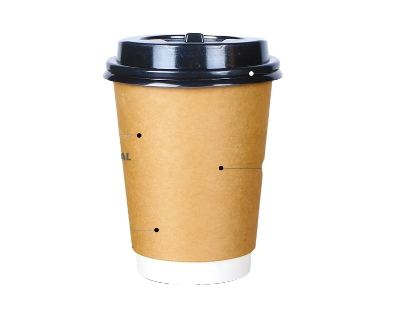 Kraft paper 8 oz 12oz 16oz PLA Coated Paper Cup Coffee Disposable Paper Double wall
