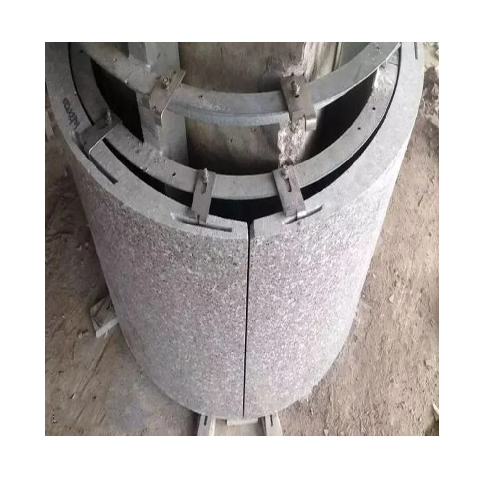 Natural granite pillar cladding with grooves cut