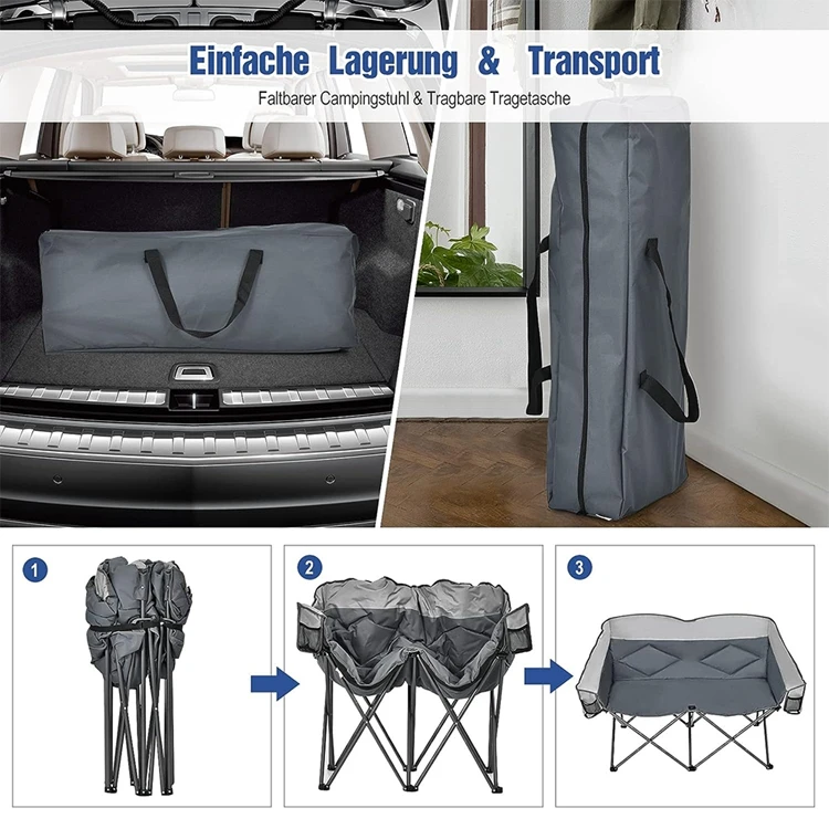 Folding Garden Chairs Furniture Outdoor Double Seat High Quality Foldable Beach Chair 2 Person Modern Lounge Chair Outdoors