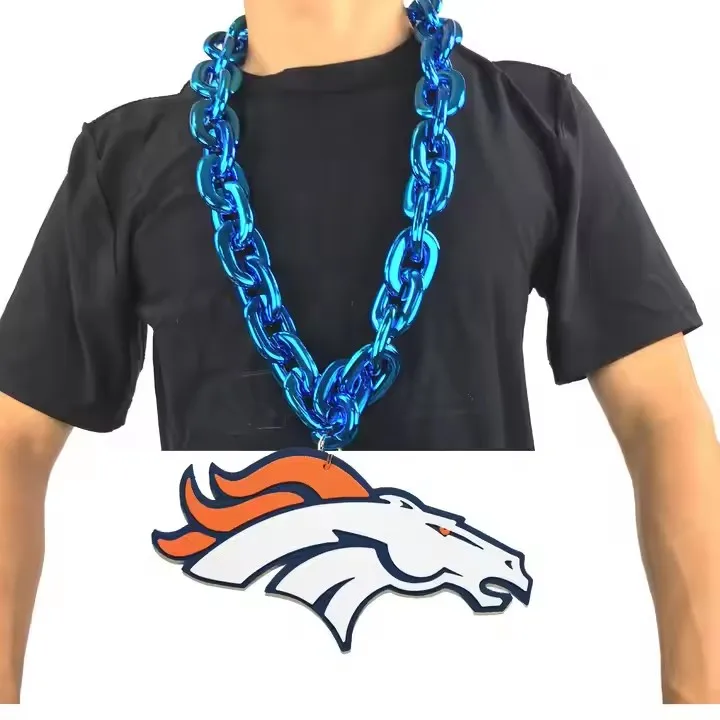 Хит продаж оптовая продажа колье из вспененного материала с 3D EVA пены Denver Broncos негабаритная цепочка вентилятором
