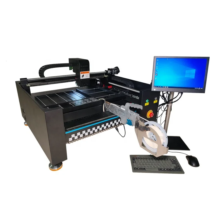 PCB board making smd LED chip mounter smt 4 head  mini desktop automatic smt pick and place machine