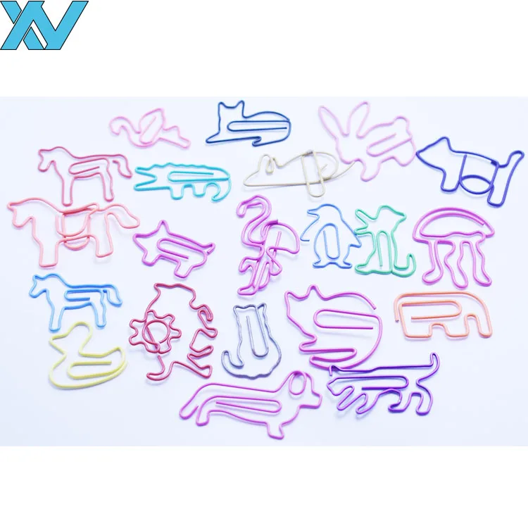 animal shaped metal shape paper clip for mickey mouse pig duck hen fish cat swan chicken bear dog jellyfish horse flamingo