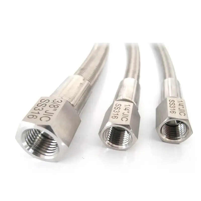 Zhongxin ID 1/4' inch single wire stainless steel braided ptfe flexible hose for gas propane ipg