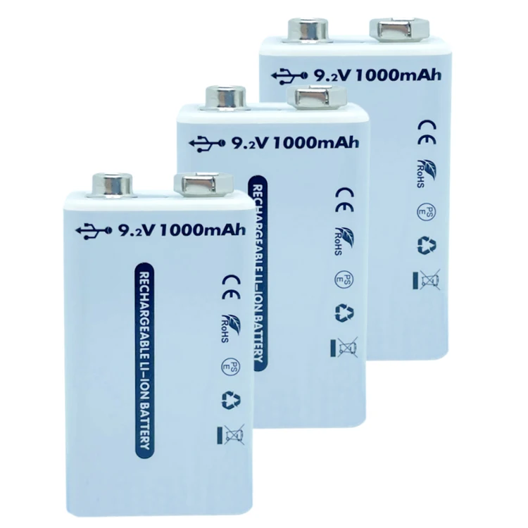 9 Volt Lithium-ion  Rechargeable Battery Type C 1000mWh lithium batteries For Smoke Alarms And Smart Toilet And Toys