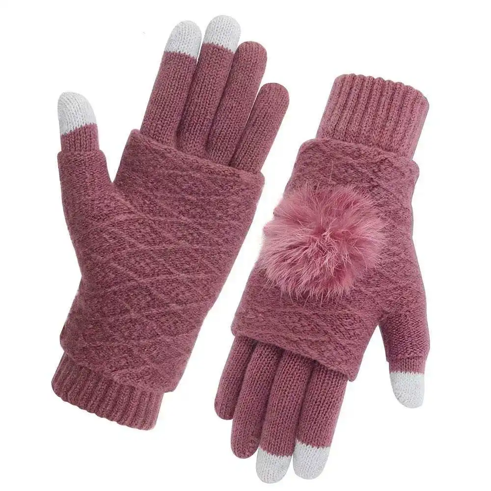 Winter Touch Screen Gloves Women Men Warm Stretch Knit Mittens Acrylic Full Finger Guantes Female Crochet Luvas Thicken