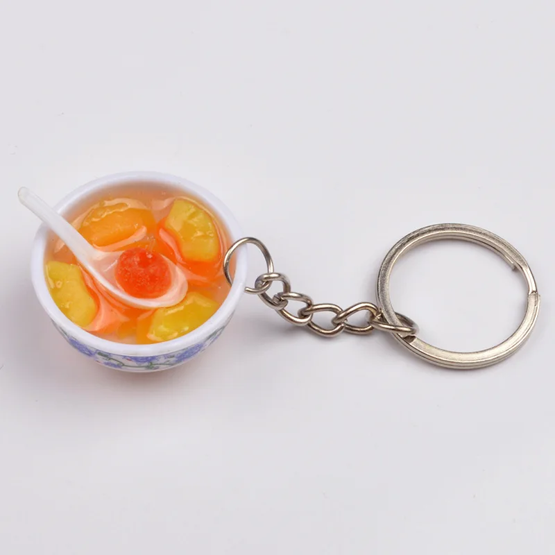 pvc Chinese style Mini miniature simulation 3cm blue and white porcelain bowl food play model Key chain