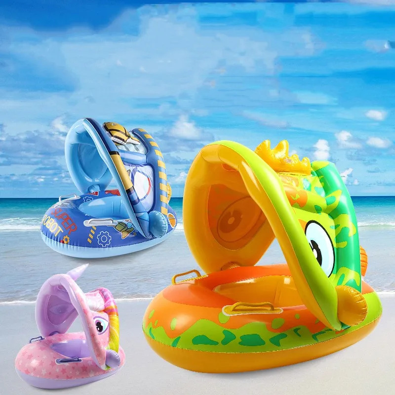 Wholesale Baby Swimming Floats Inflatable Baby Pool Floats Ring baby swimming float with canopy