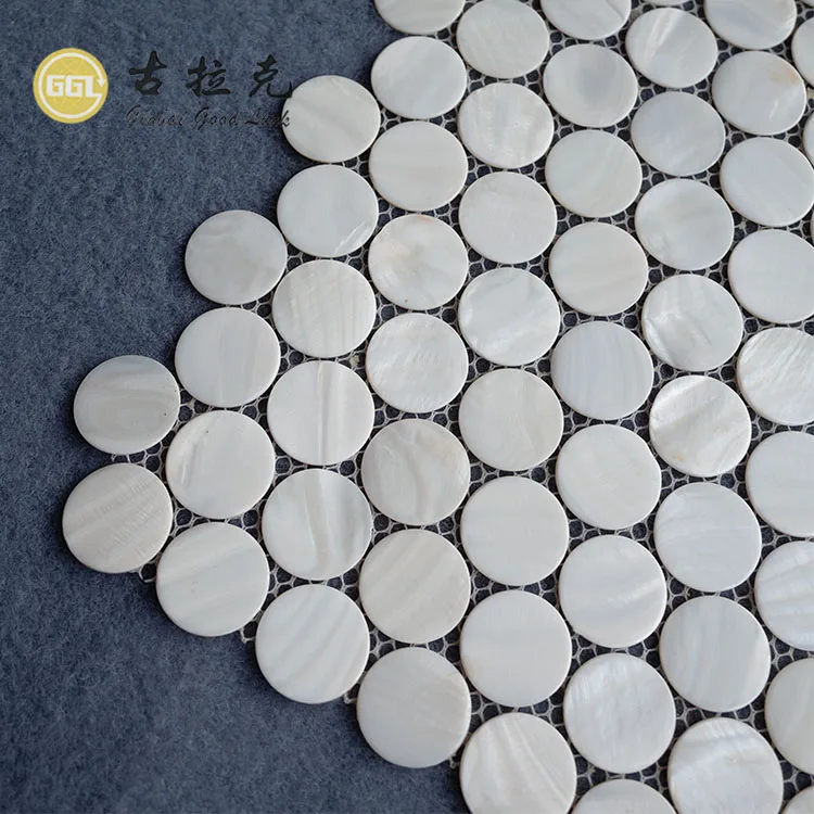 White Mother of Pearl Shell Round Shape Tile for Kitchen Backsplashes, Bathroom Walls, Spas, Pool