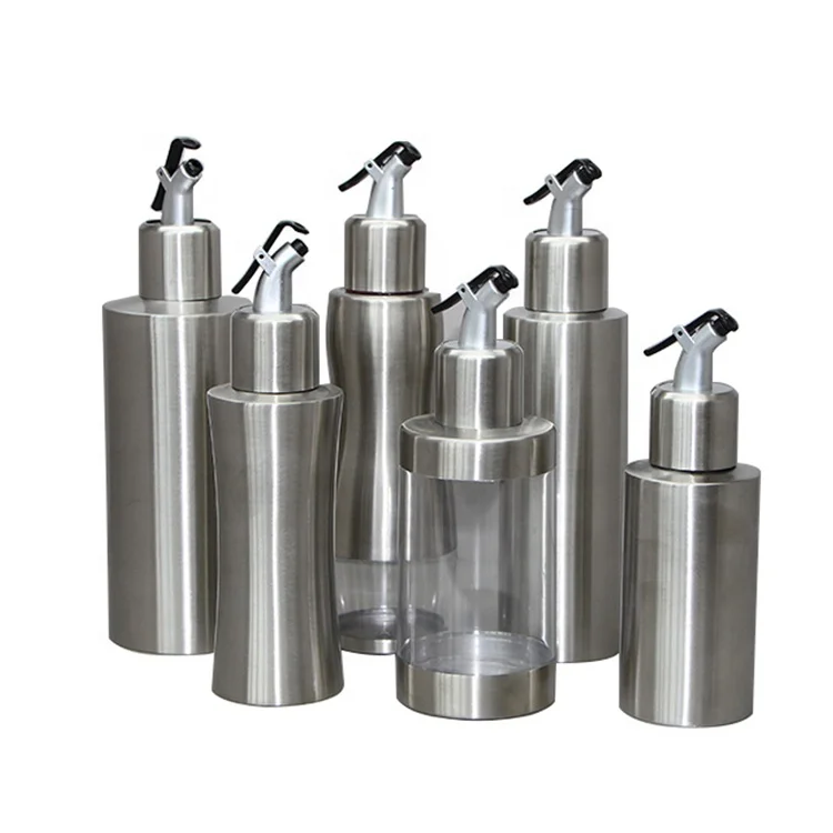 Custom Kitchen Accessories Stainless Steel Glass Cooking Seasoning Container Olive Oil Bottle