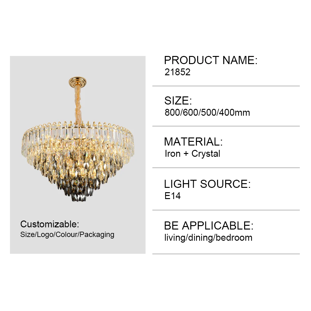 Wholesale hotel wedding decorate living room large gold big pendant ceiling home modern luxury crystal hanging light chandelier