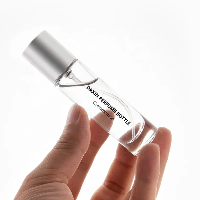 Round glass decant bottle perfume 15 ml cylinder perfume glass bottle spray perfume bottle with customized logo