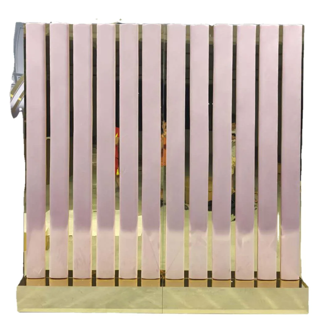 Elegent Time Time Gride Room Wedding Velvet Backdrop Blush Pink Decoration With Gold Mirror