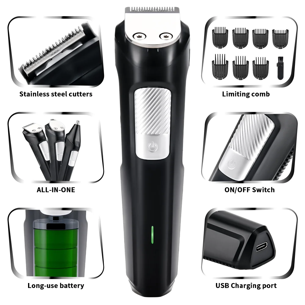 Pritech Multifunctional Nose Hair Trimmer 3-in-1 Electric Hair Trimmer Kit for Mens grooming kit