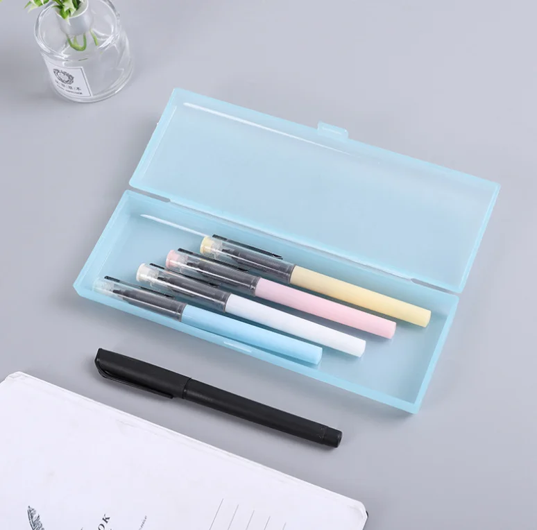 Wholesale New Design Clear Pencil Box Plastic Frosted Pencil Case For Students