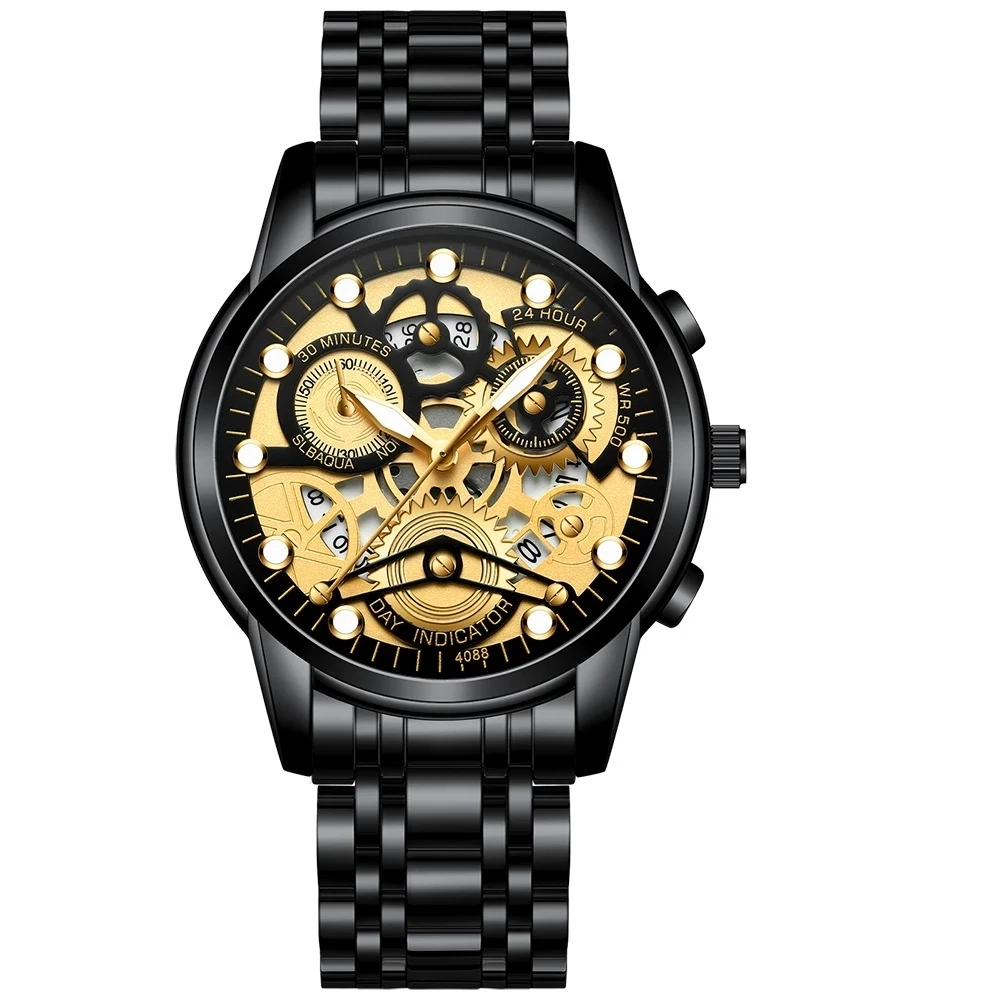 Watches Top Brand Stainless Steel Strap Wristwatch for Men Gold Clock Mechanical Watch