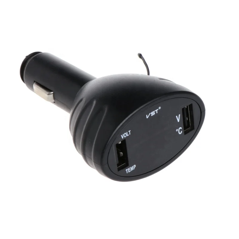 Car Digital LED Thermometer Voltmeter Auto USB Charger Battery Monitor Temperature Gauge L15  Car Digital LED Thermometer Voltme