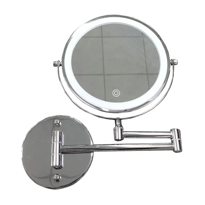 Hotel-Grade 10X Magnifying Dual-Sided LED Lighted Makeup Mirror Wall-Mounted Shaving Arms Extendable for Personal Care at Home