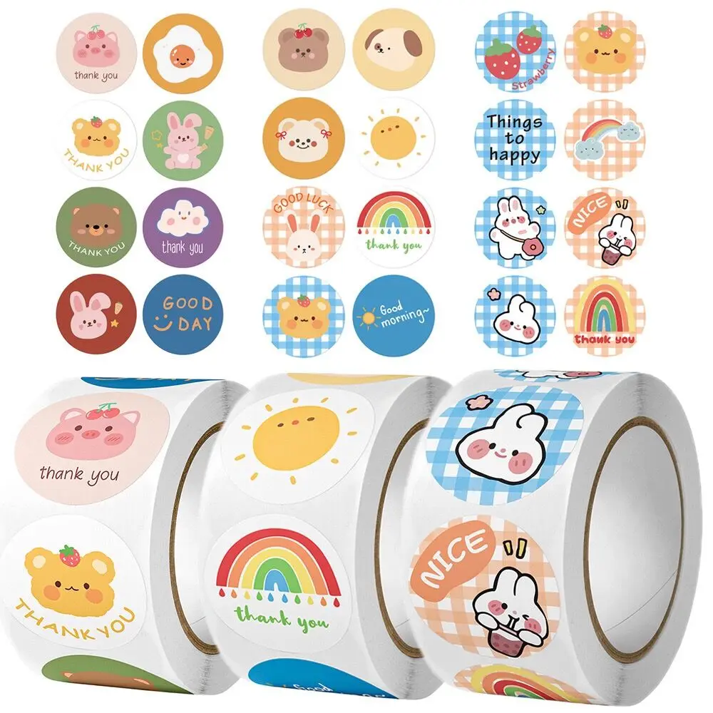 High Quality UV Printing Self-Adhesive Die Cut Round Label Stickers Cartoon Anime Cute PVC PET Vinyl Roll Packaging Stickers