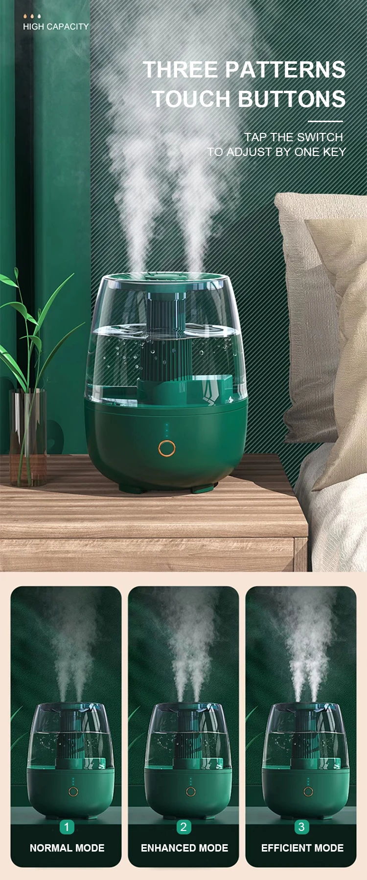 6.5L Dual Spray Humidifier Portable Air Mist Maker H2O Nano Mist  Large Water Tank Home use Ultrasonic Air Humidifier