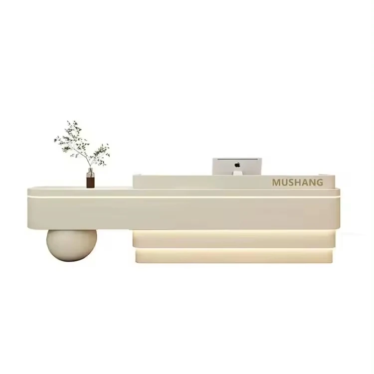 Modern and Minimalist Dental Curved Paint Bar Table Company Front Desk Reception Desk for Beauty Salon Office Desks