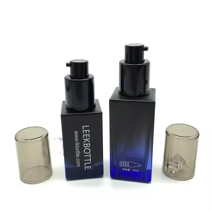 Luxury 30ml 50ml Custom Edm Rectangle Cosmetic Dropper Glass Bottle Pump 50ml Cosmetic Glass Bottle
