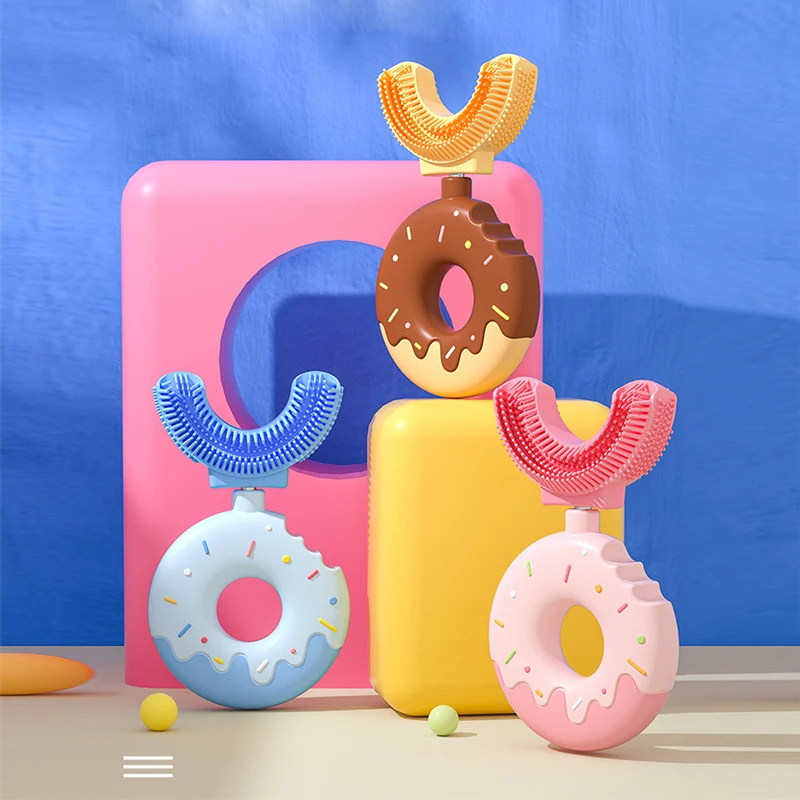 High Quality Food Grade Silicone Tooth Brush Head 360 Degree Cleaning Kids Baby U Shaped Toothbrush