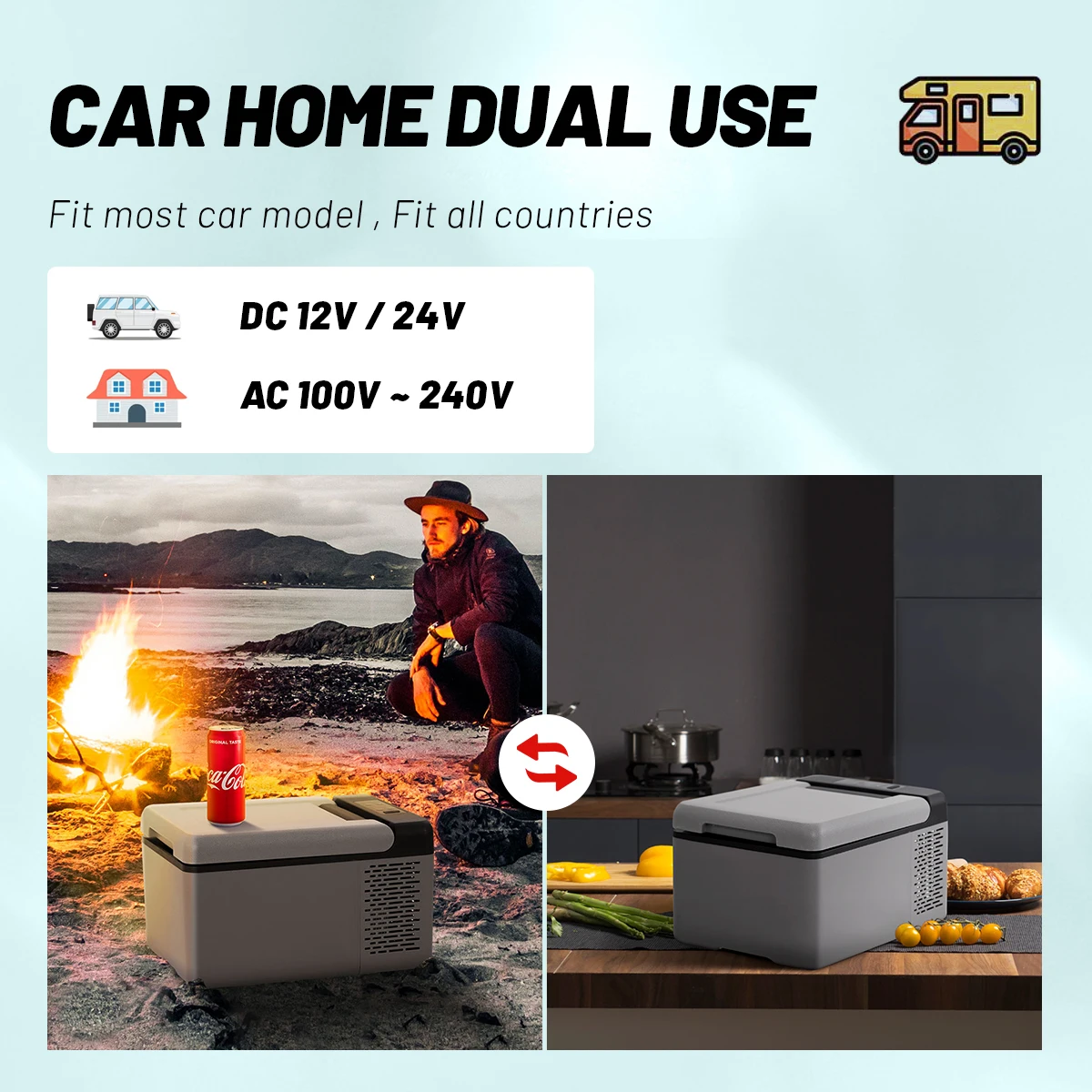 Alpicool C9 AC DC Compressor Small Fridge 9L Mini Fridge Freezer Car Refrigerator Portable Camping Cooler Box for Wholesale