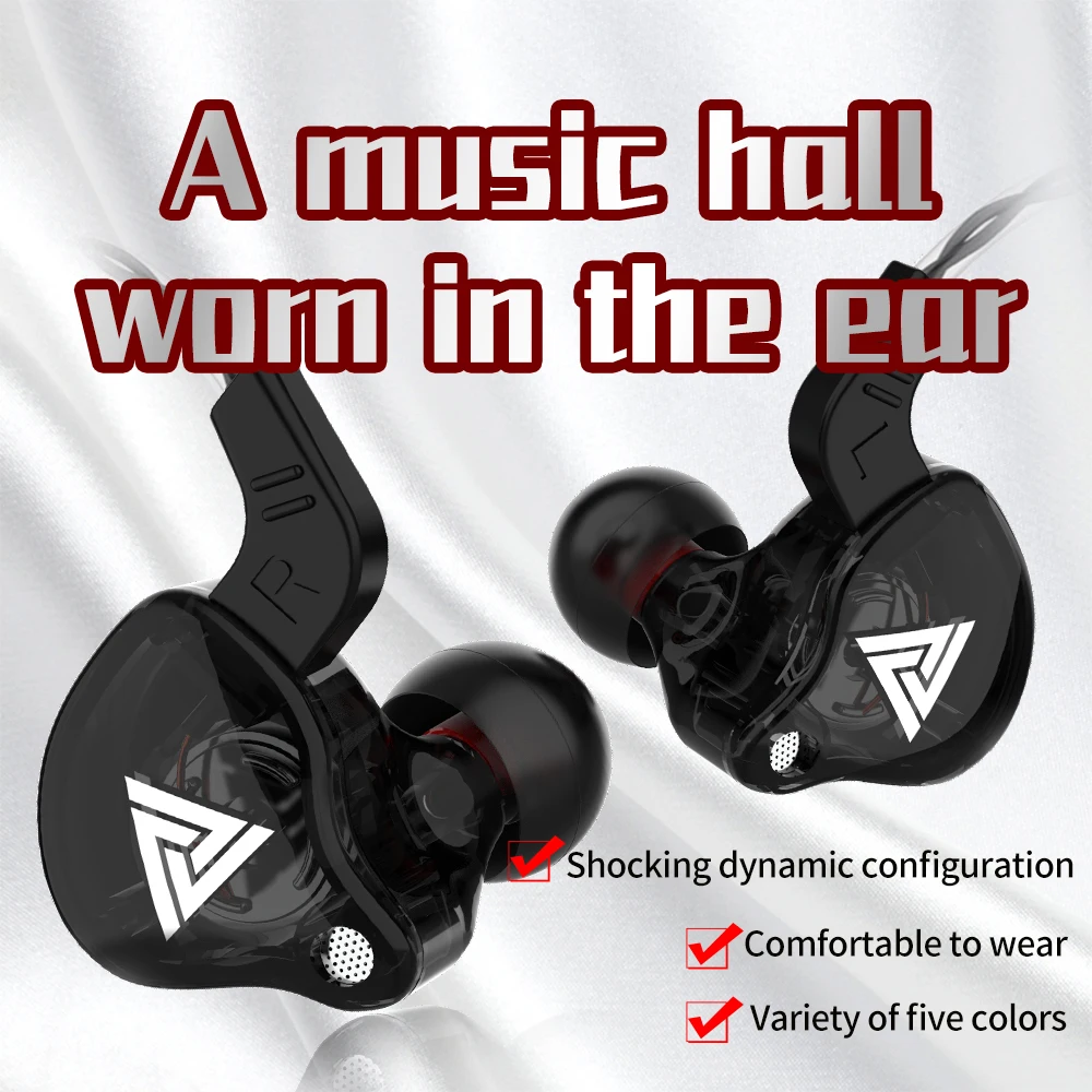 QKZ AK6 Bass Stereo Headset HiFi Music Earbuds 3.5mm Plug Comfortable To Wear Noise Cancelling Sport Running Headphones