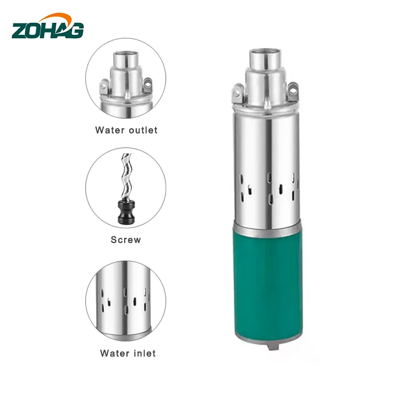 ZOHAG DC 12V Farm & Ranch Solar Water Pump Submersible Well Booster Pump 100ft Lift