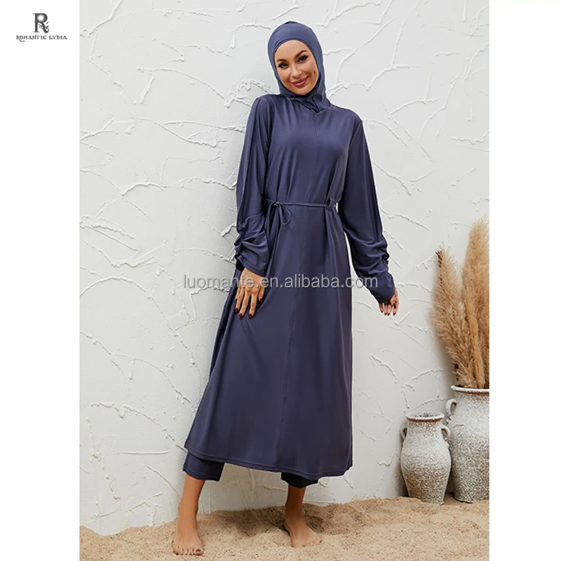 LUOMANTE Custom Dubai Muslim Women Full Cover 3 Pieces Burkini Modest Swimwear Islamic Swimsuit