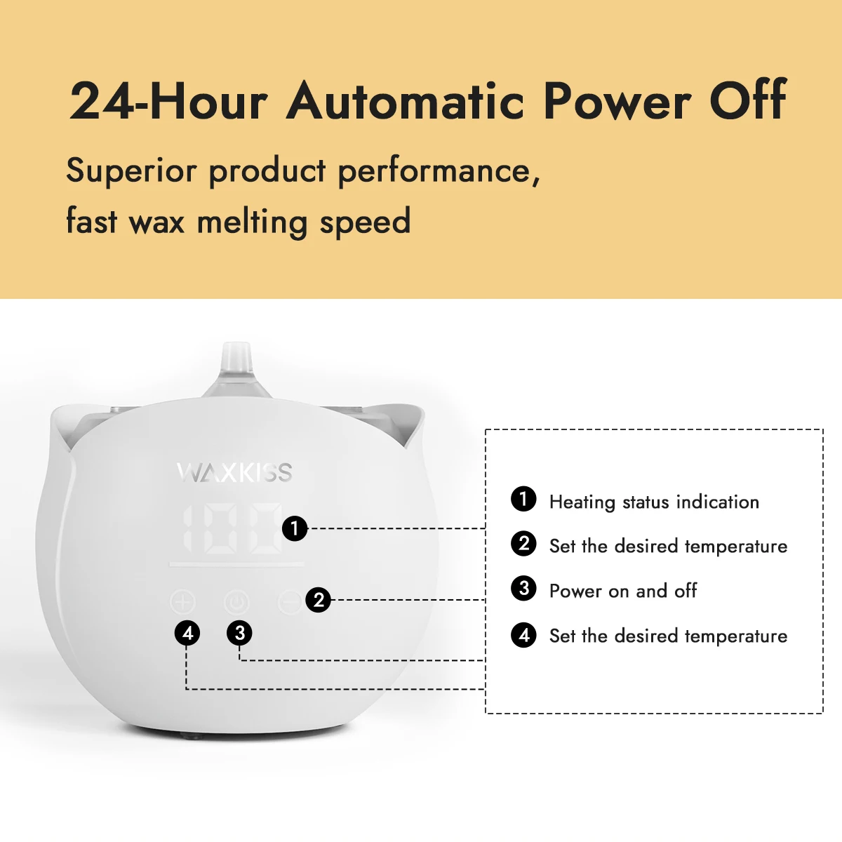 Waxkiss Flower Professional Digital Electric Depilatory Wax Hair Removal Home Waxing Kit Wax Warmer Kit For Hair Removal