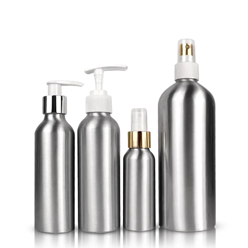 250ml bottle aluminum spray bottle for sin care cosmetic  8oz black aluminum bottle with spray