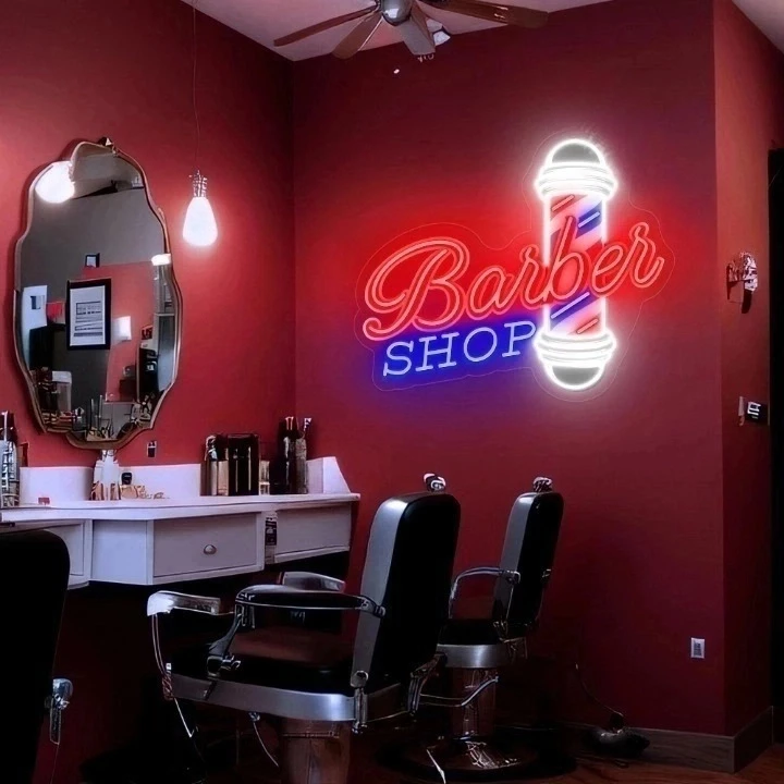 Neon Sign Custom Business Decor Barber Shop Sign Wall Decor  hairdressing salon led sign Personalized Gifts Open Shop