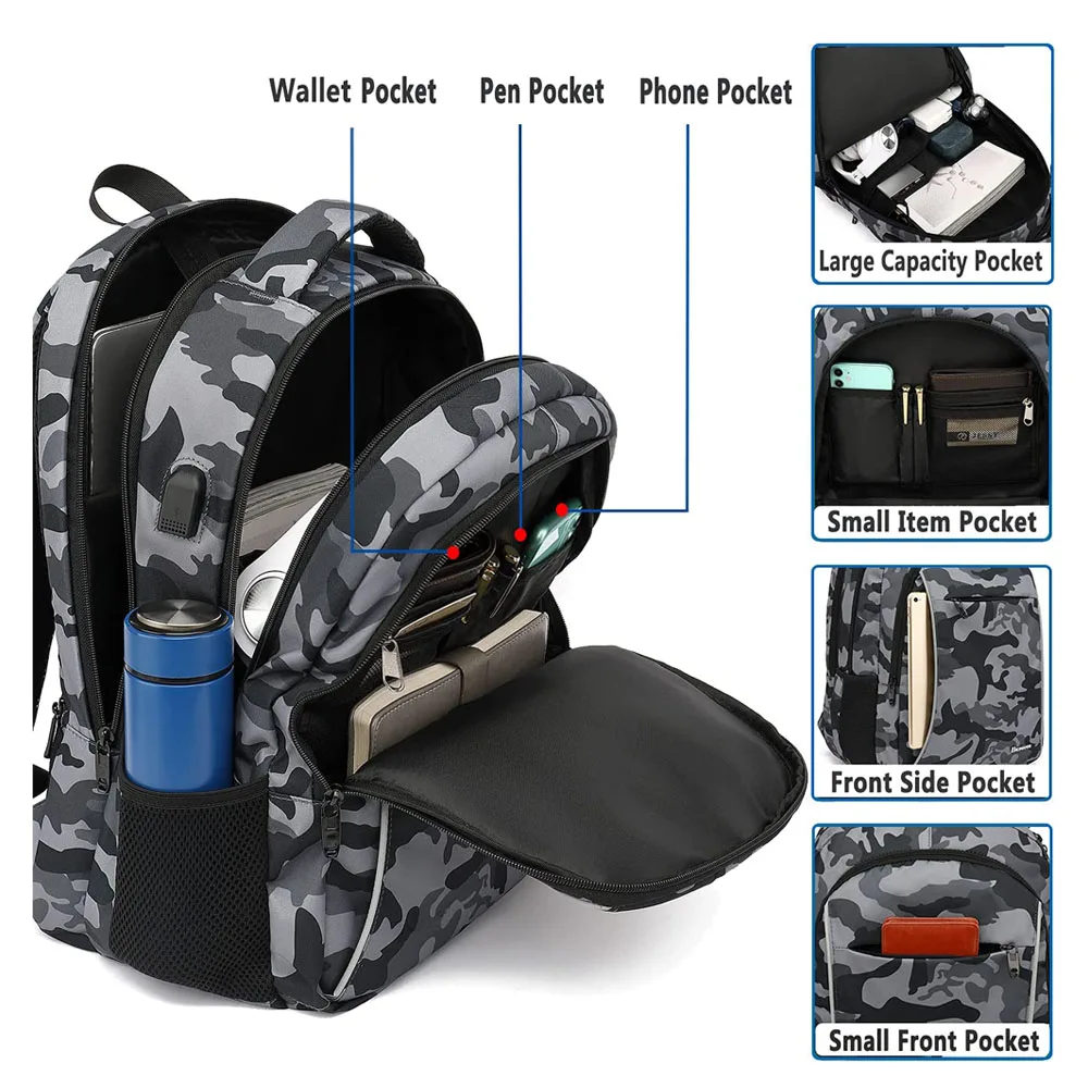 Wholesale Sport School Bag Casual Sport Laptop Backpack with USB Hiking Camping Travel Custom Logo Nylon Customized Logo CN;FUJ