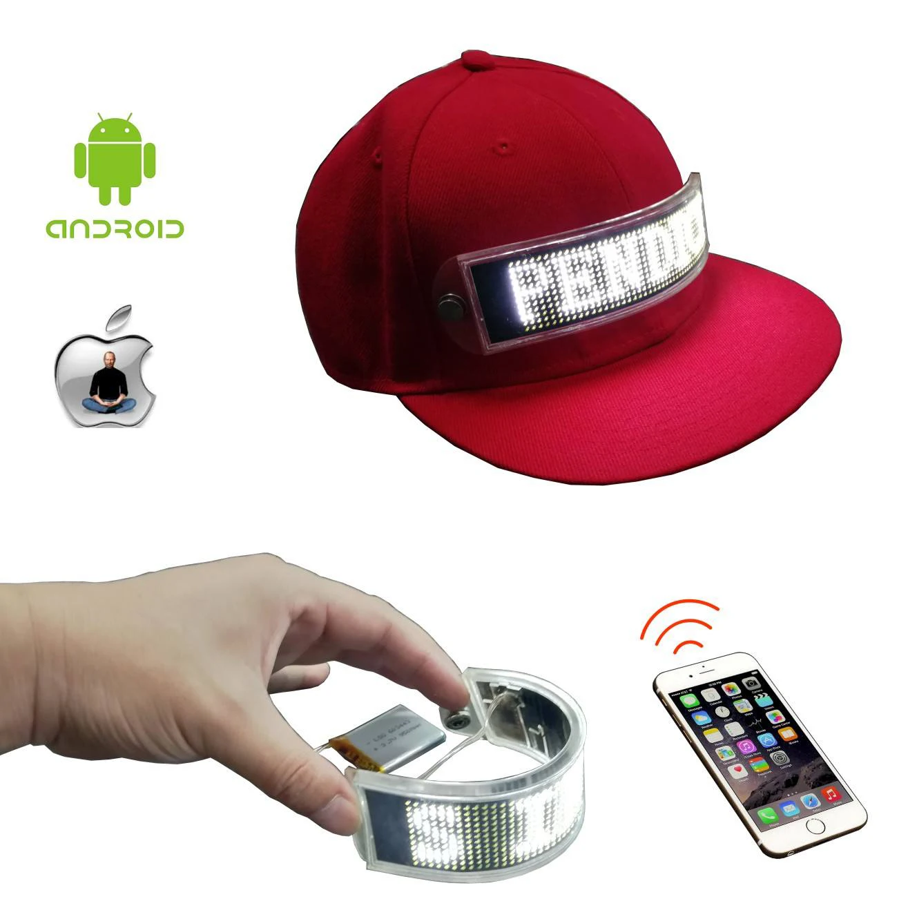 Wholesale Wearable LED Flexible Screen That Can Be Bend and Used on Caps Backpacks Multi-Color Scrolling Blinking Display