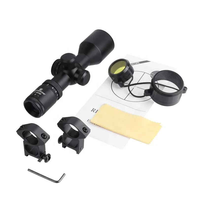 Hunting shockproof scope 3-9X40 compact red green cross scope outdoor tactical aluminum 1/4 MOA scope china optical
