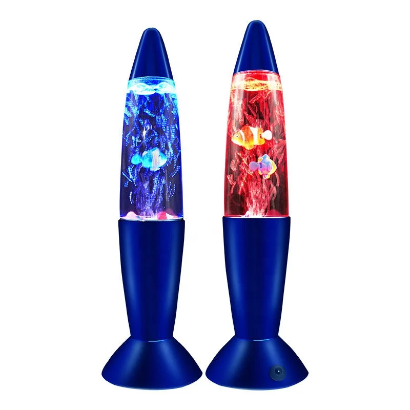 Hot Sale Promotion Color Novelty Bubble Fish Water Tower LED Table Night Light Colorful Jellyfish Lava Lamp Rocket