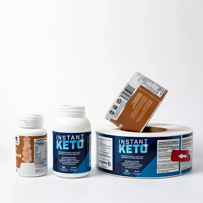 Yellow Blue Medicine Bottle Label Custom Free Logo Design  Labels Stickers Tag