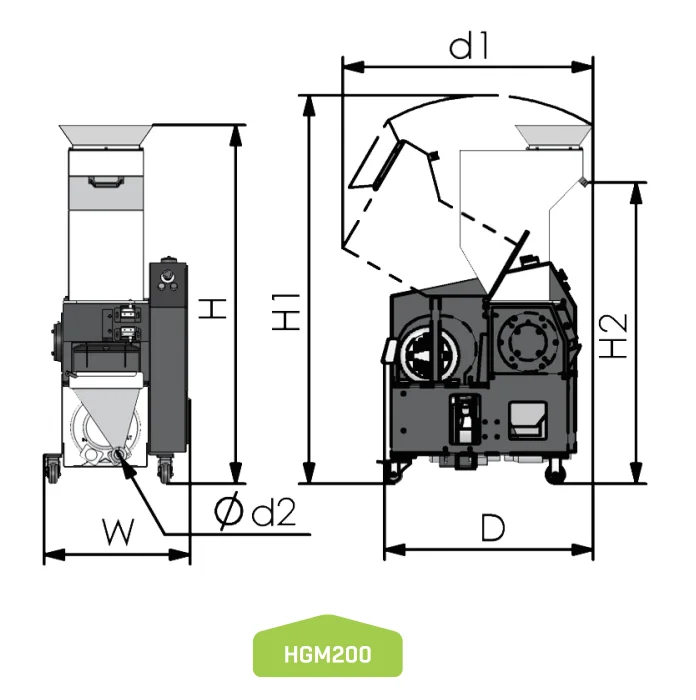 HUARE HGM200-430 Medium Speed Plastic Grinder / Granulator for injection mold machine