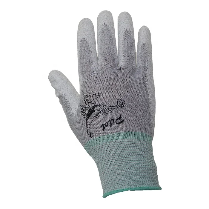 Washable Work Carbon Fiber Anti-static with PU Coated Anti ESD Gloves