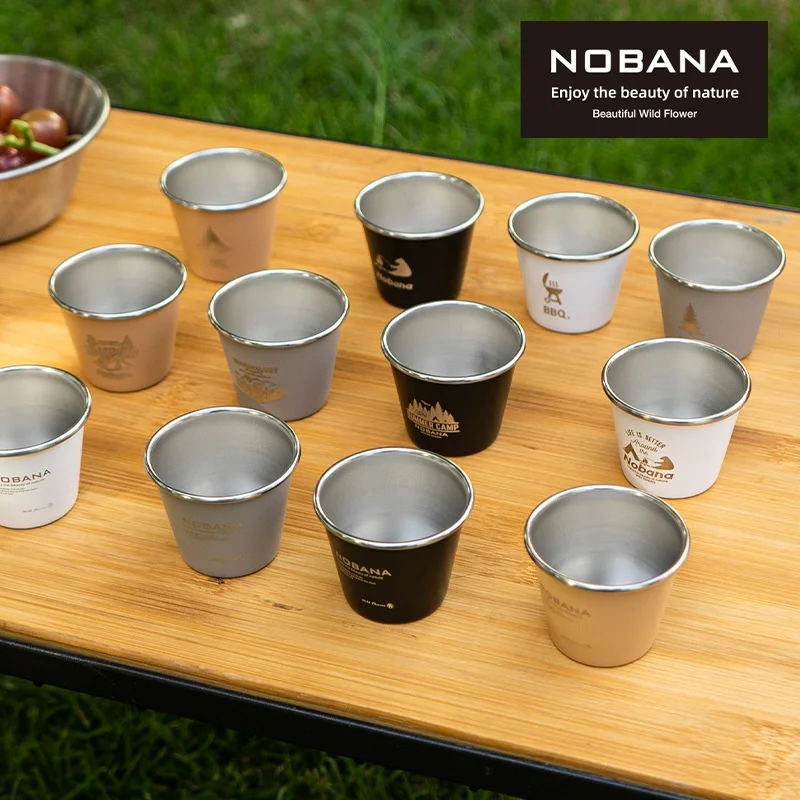 camping cup shot glass 4-piece set 304 stainless steel outdoor camping beer stainless steel water cup