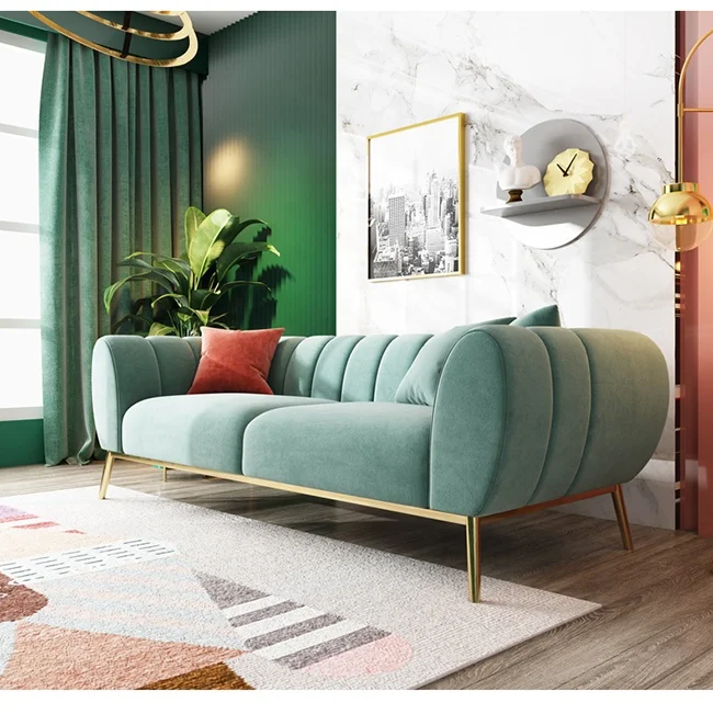 Furniture Factory Modern Style Fabric Lounge and Apartment Sofa For Promotion Velvet Chesterfield Tufted Sofa living