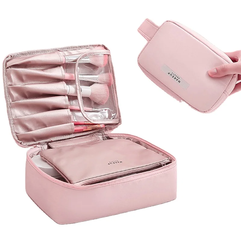 New Ins Waterproof Big Makeup Lipstick Perfume Storage Case Reusable Make Up Brush Toiletry Bag Travel Portable Cosmetic Bag