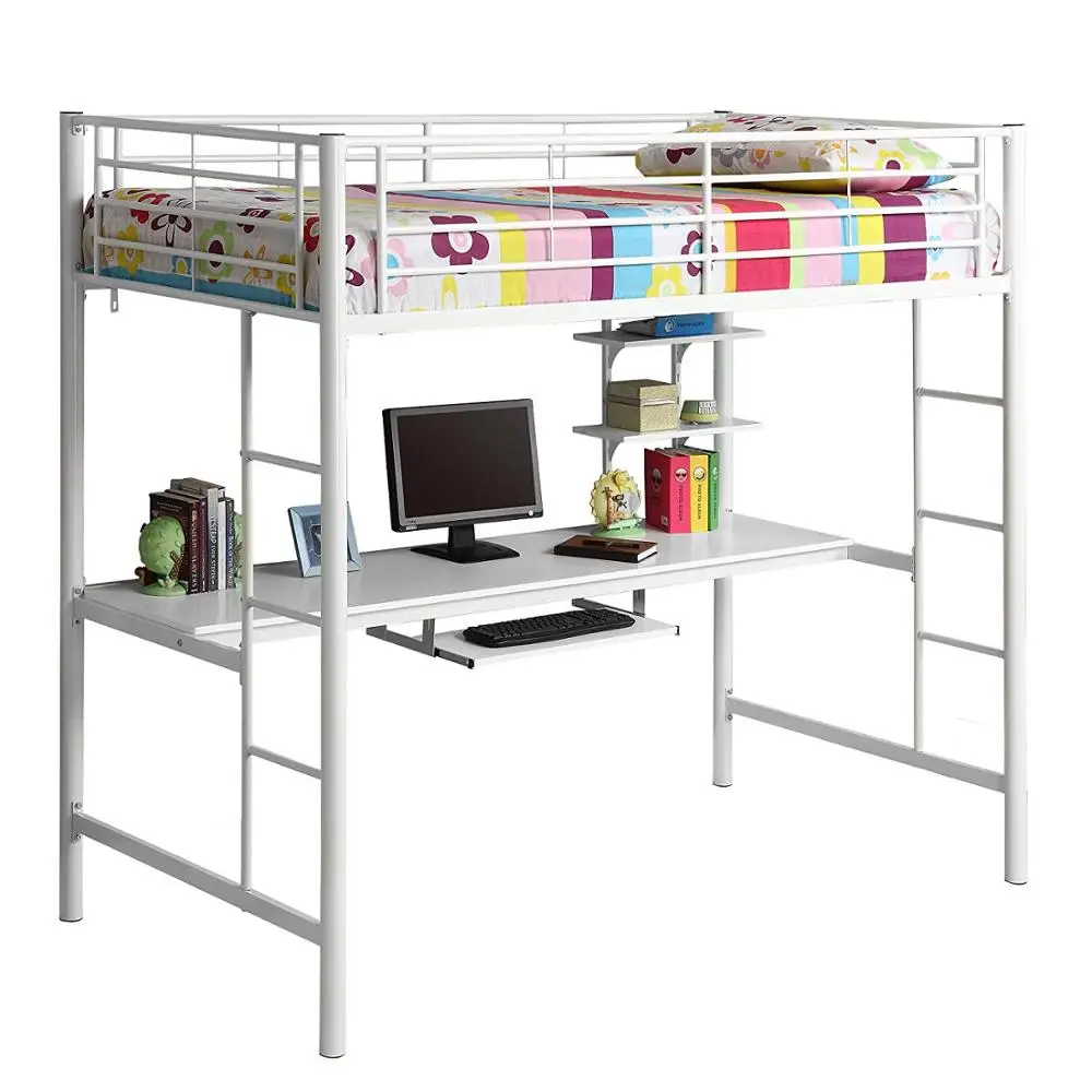 wholesale dubai smart qatar upholstered pull down white metal bunk bed with table for adults and children