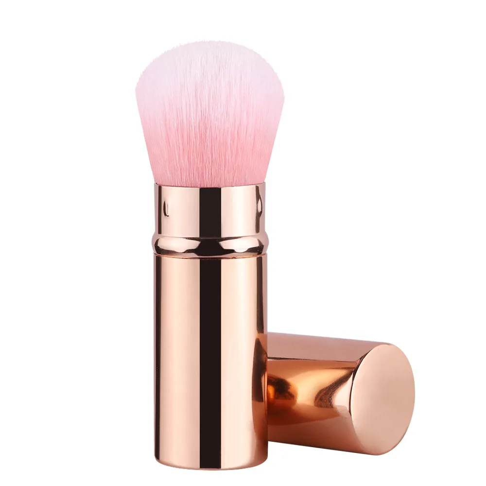 Retractable black rose gold Kabuki Makeup Brushes Travel Face Blush Brush  Portable Powder Brush with Cover