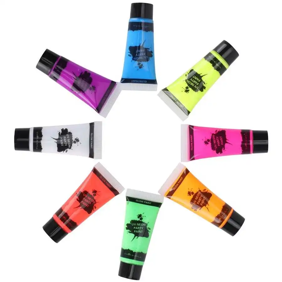 
8pcs/set 10ml Body Paint Set Black light Face and Body Paint set Makeup Fluorescent Christmas Halloween Party make up marker 