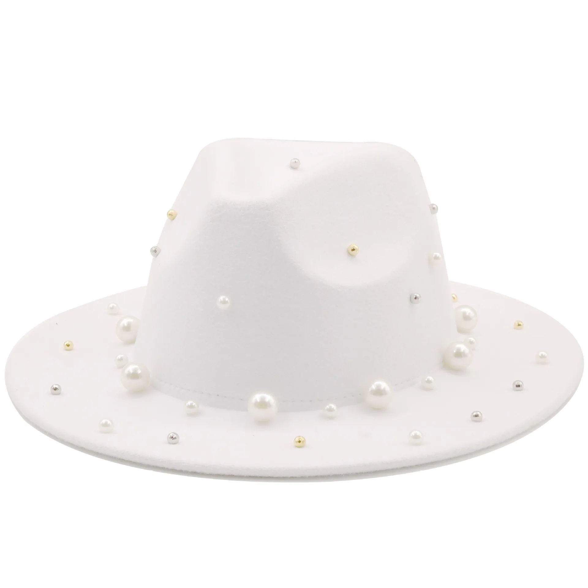 Fedora Hat with Pearl Solid Color New Designer Fedora Hats