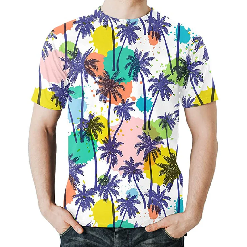 Wholesale All Over Printed Tshirt Palm Paradise 3D Printing Summer Tropical Graphic Tshirts For Men Women