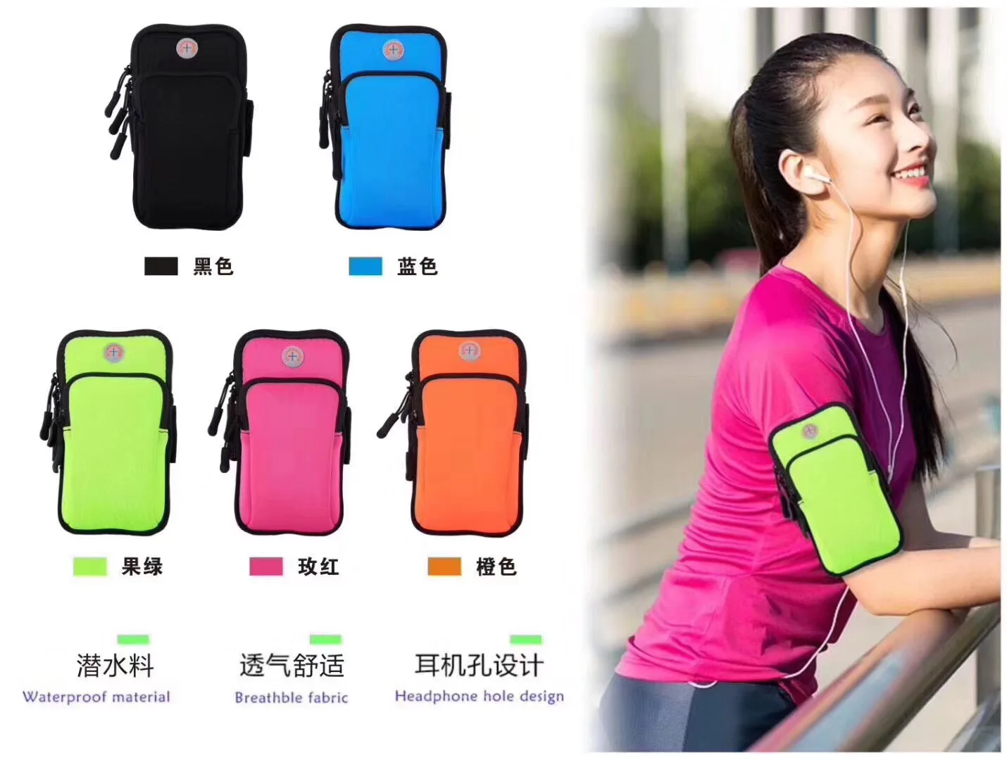 Multifunctional Outdoor Sports Armband Sweatproof Arm Bag Pocket with Key Holder Wallet for Gym Running Fit